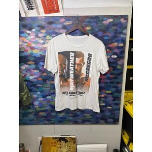 Mayweather vs McGregor 2017 Fight Night Graphic T-Shirt White Mens Boxing MMA